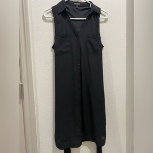 Express Black Button-Down Midi Dress